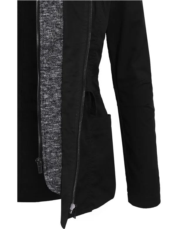 Military Anorak Jacket with Knit Hood and Pockets
