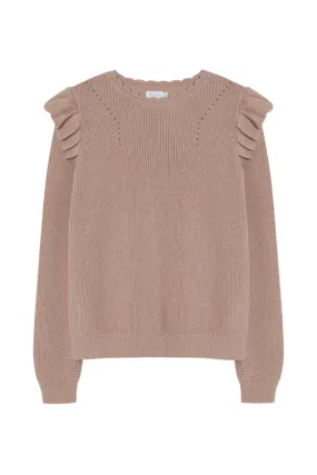 Mini-Me Strickpullover 'dusty rose' mit Volants für Frauen