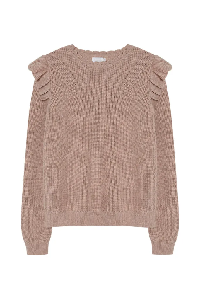 Mini-Me Strickpullover 'dusty rose' mit Volants für Frauen