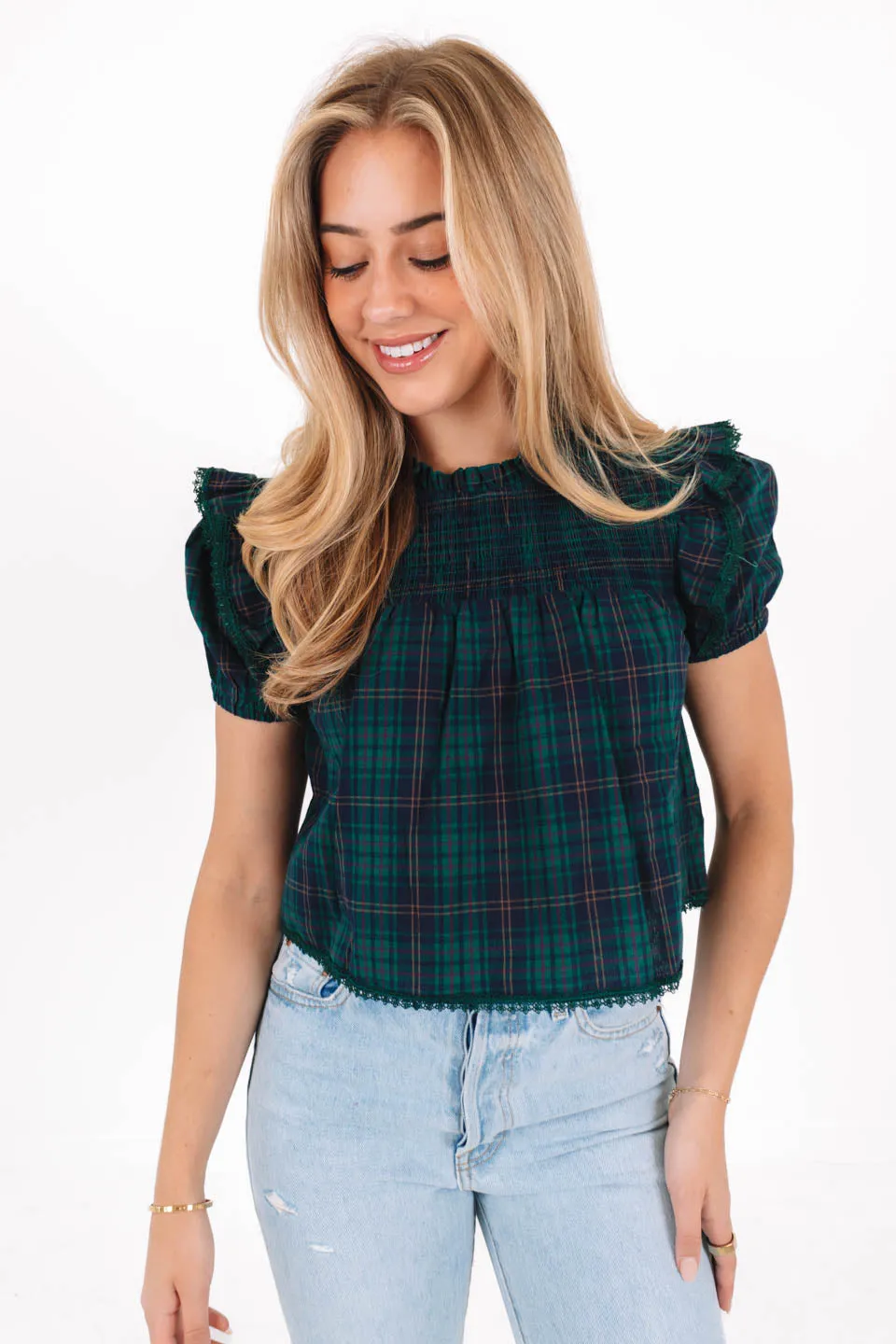 Mistletoe Magic Top - Green Plaid