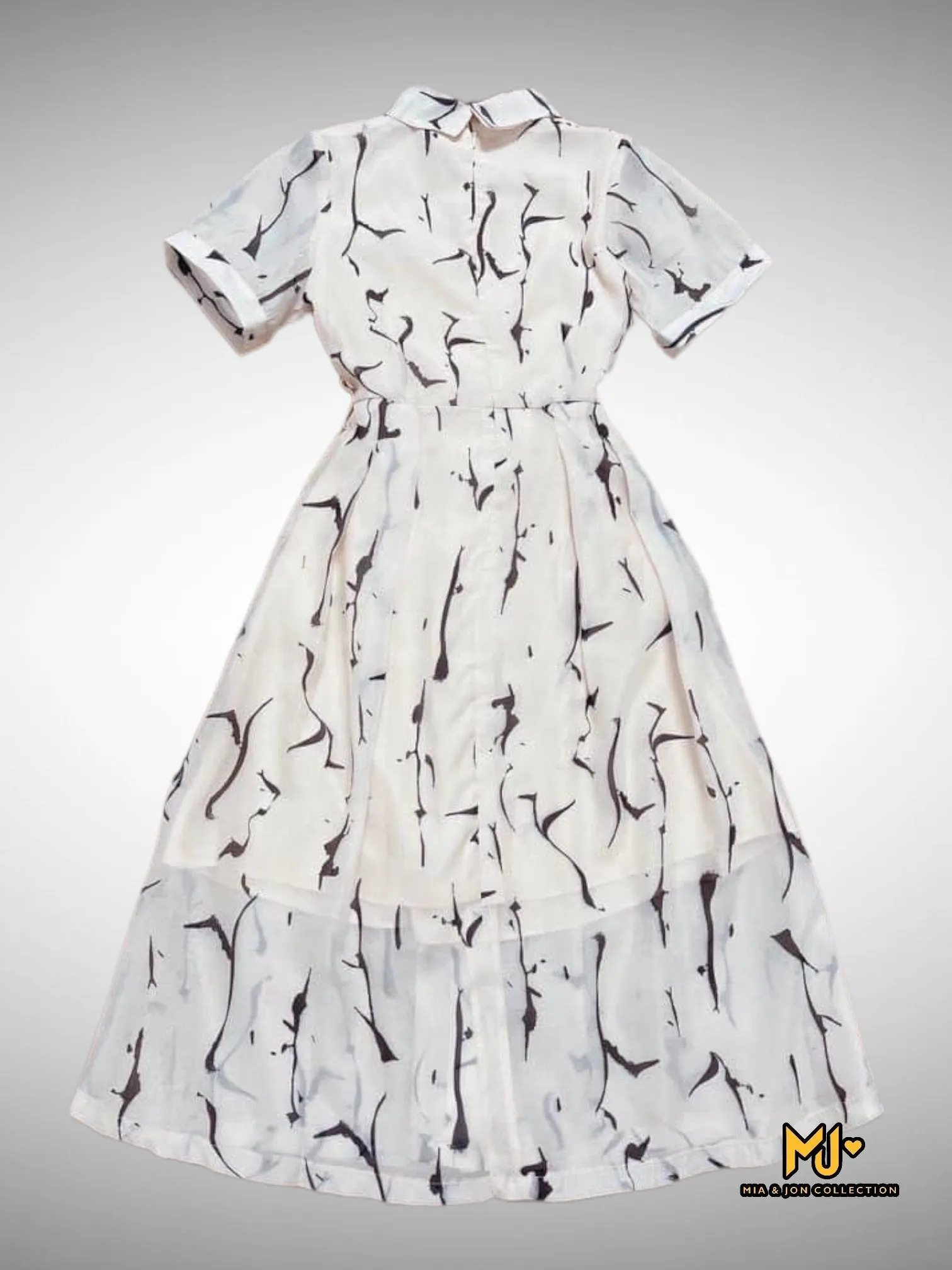 MJV2114 Flared Short-Sleeve Shirtdress