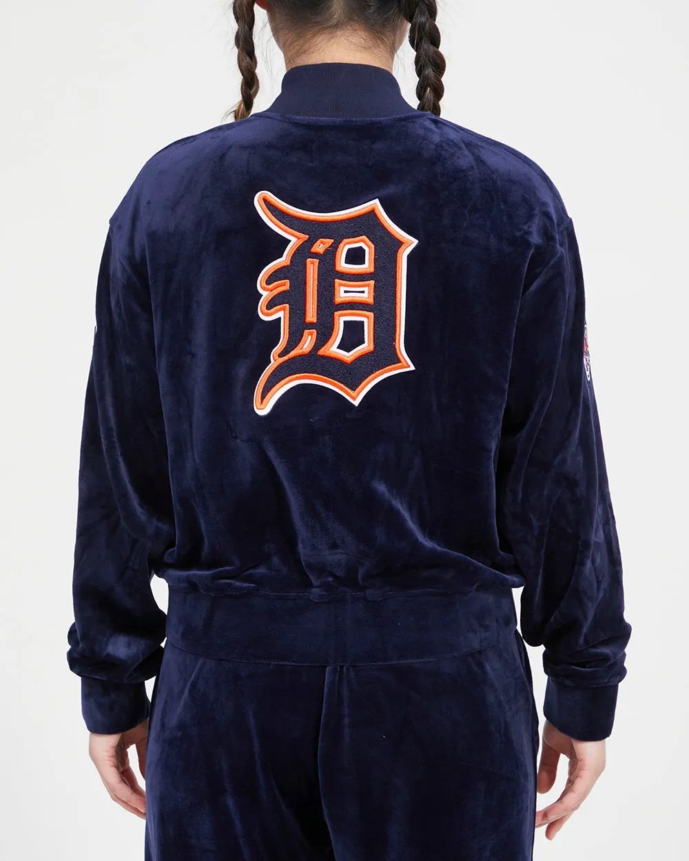 MLB DETROIT TIGERS CLASSIC WOMEN'S VELOUR FZ TRACK JACKET (MIDNIGHT NAVY)