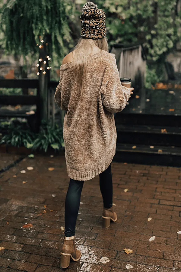 Mocha Moment Chenille Tunic Sweater In Iced Latte