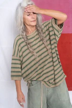 Model T. Hemp Stripes Uneven Dye Khaki