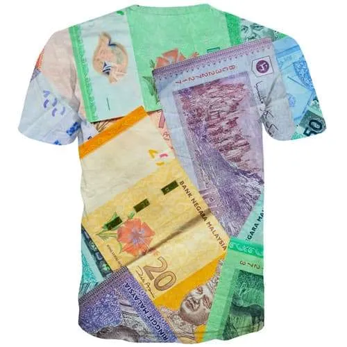 Money T shirts Men Malaysia Tshirts Cool Malaysian Ringgit Tshirt Printed Flower T-shirts Graphic Harajuku Tshirt Anime
