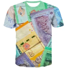Money T shirts Men Malaysia Tshirts Cool Malaysian Ringgit Tshirt Printed Flower T-shirts Graphic Harajuku Tshirt Anime