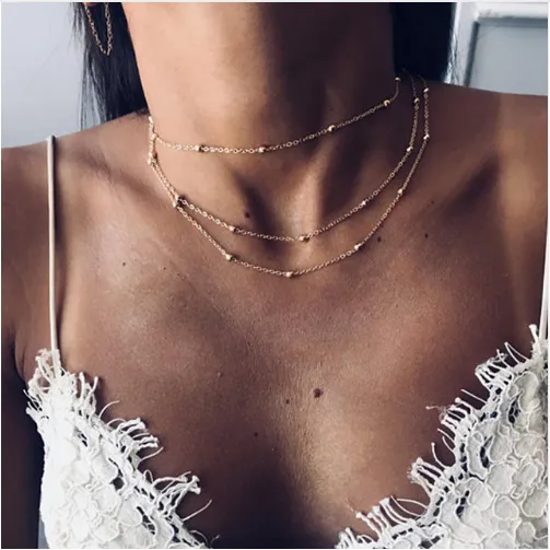 Multi-layer necklace necklace multi-layer pendant bead chain