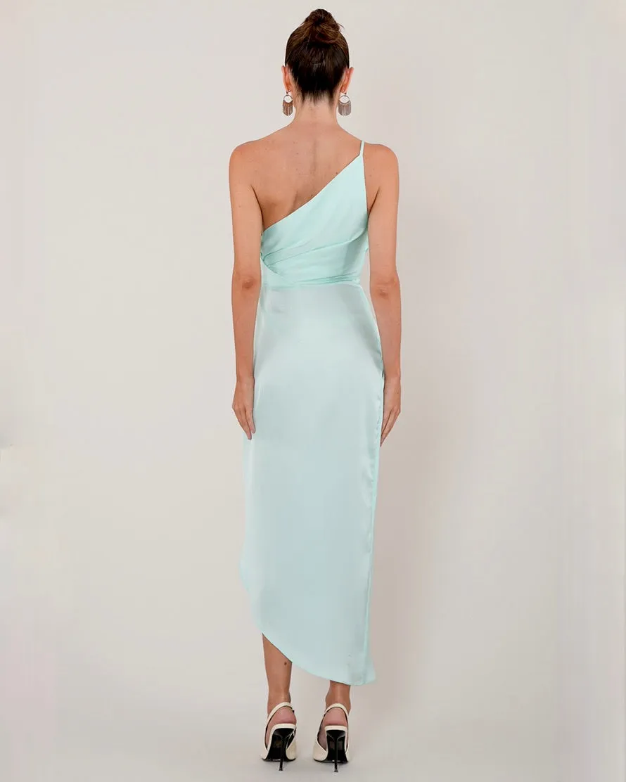 Nadia Satin Midi Dress - Mint