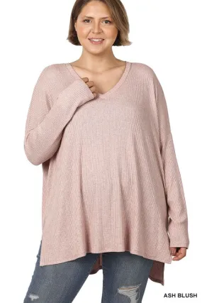 Naomi PLUS Heather Ribbed Sweater Blush