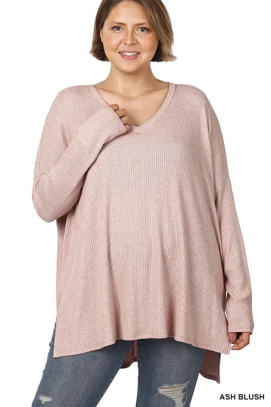 Naomi PLUS Heather Ribbed Sweater Blush