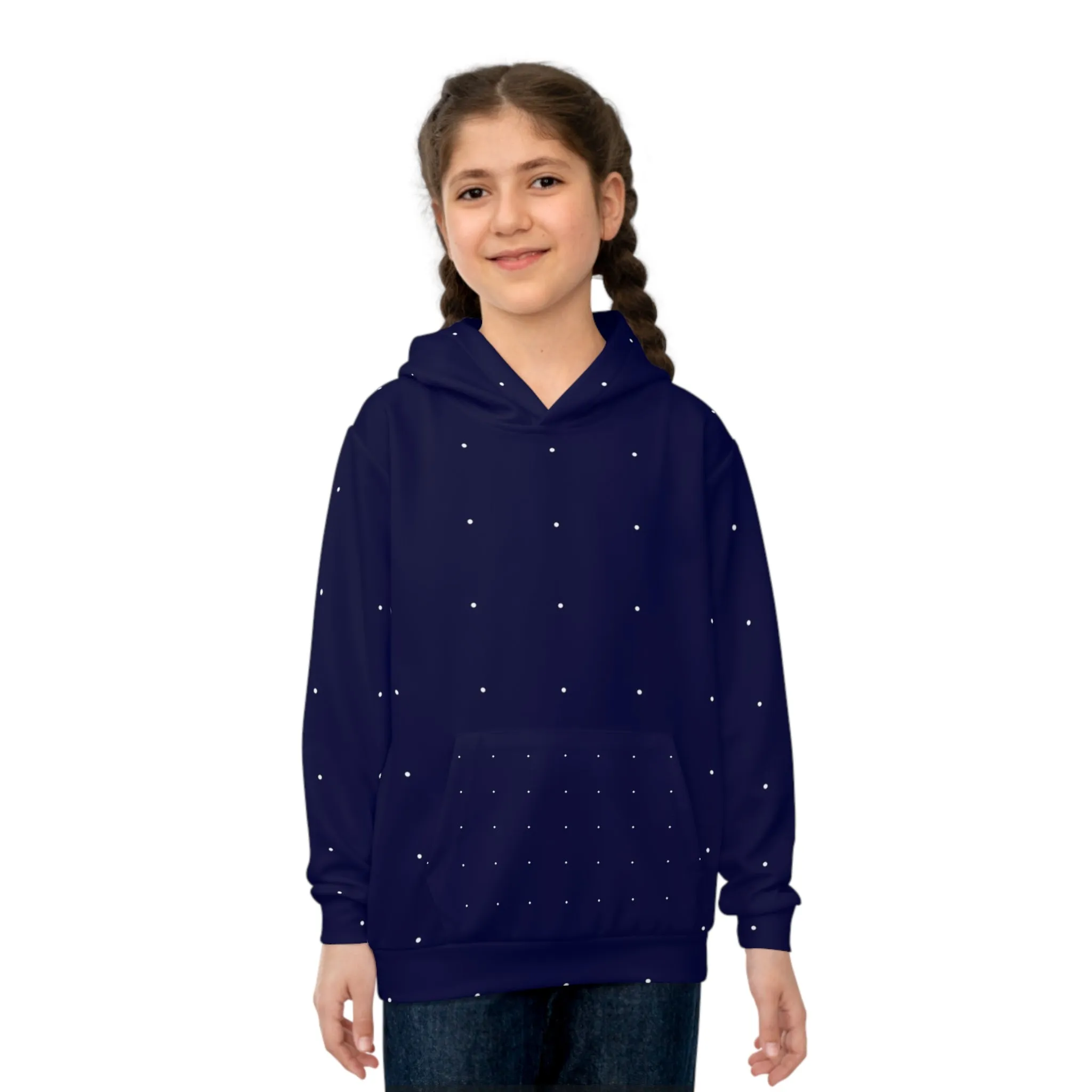 Navy Dot Pattern Children's Hoodie – Cozy and Stylish Kids Wear