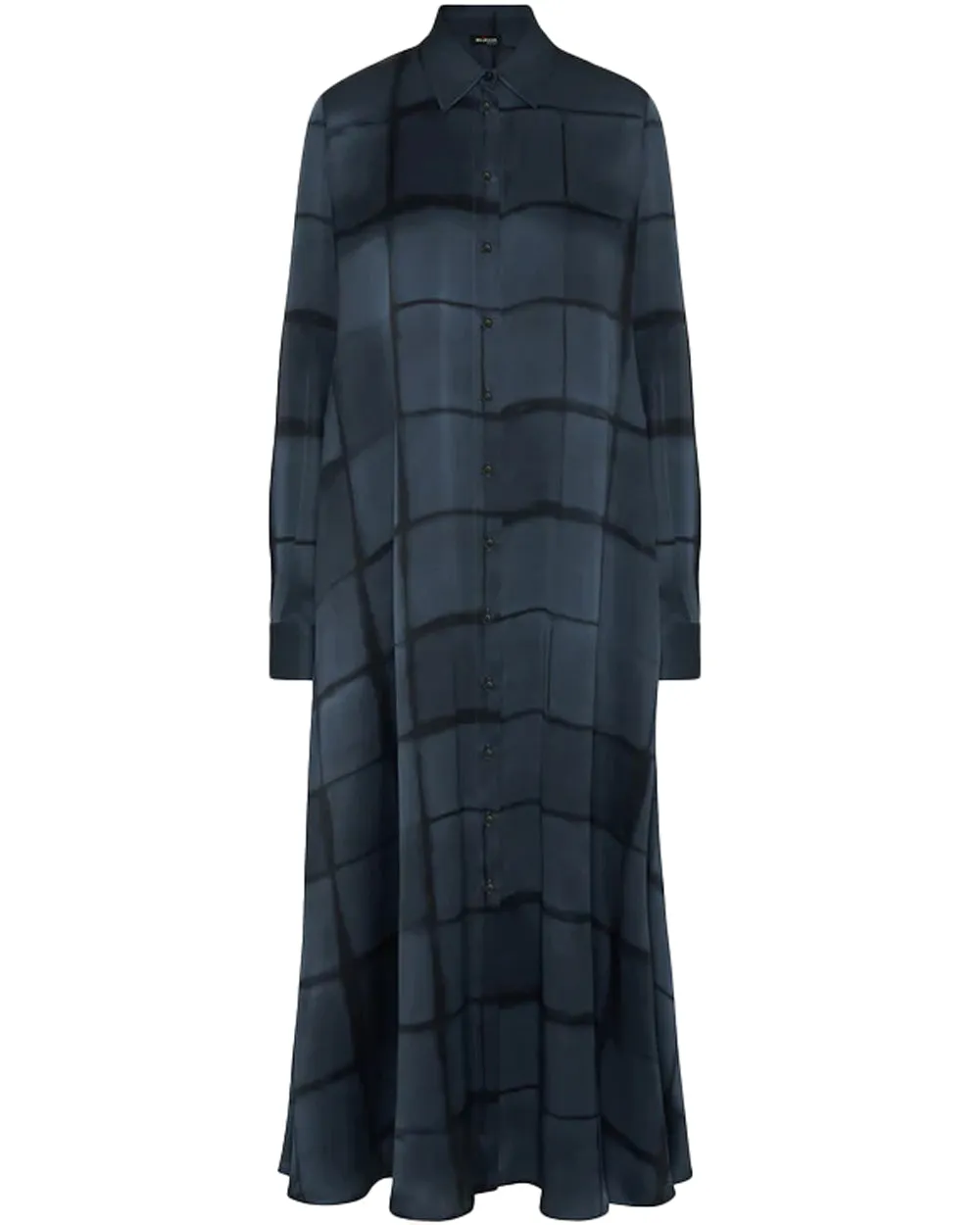 Navy Windowpane Check Maxi Dress