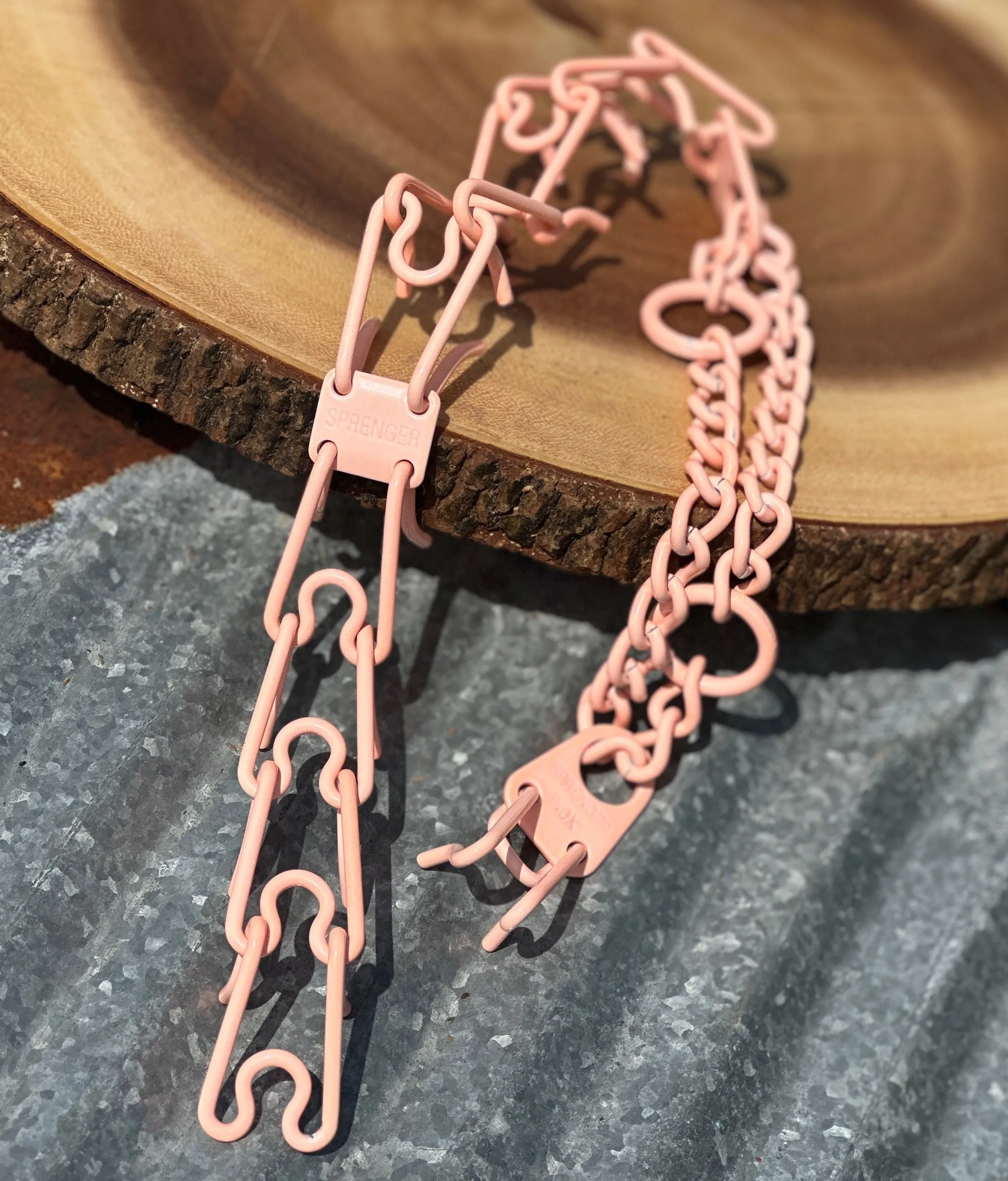 Neon Coral Custom Powder Coated Herm Sprenger Prong Collar for Dogs