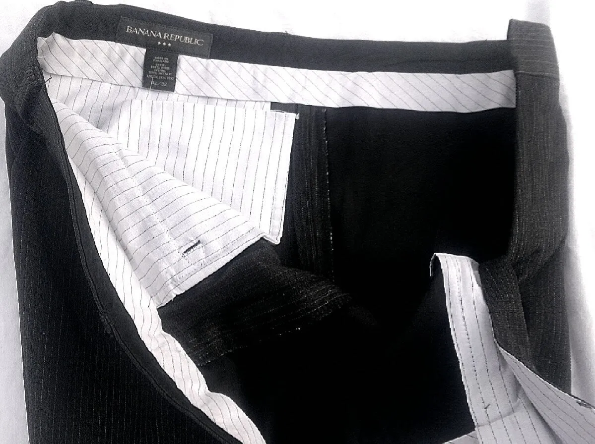 New- Banana Republic Gray Wool Pencil Stripe Trousers- size 32x32