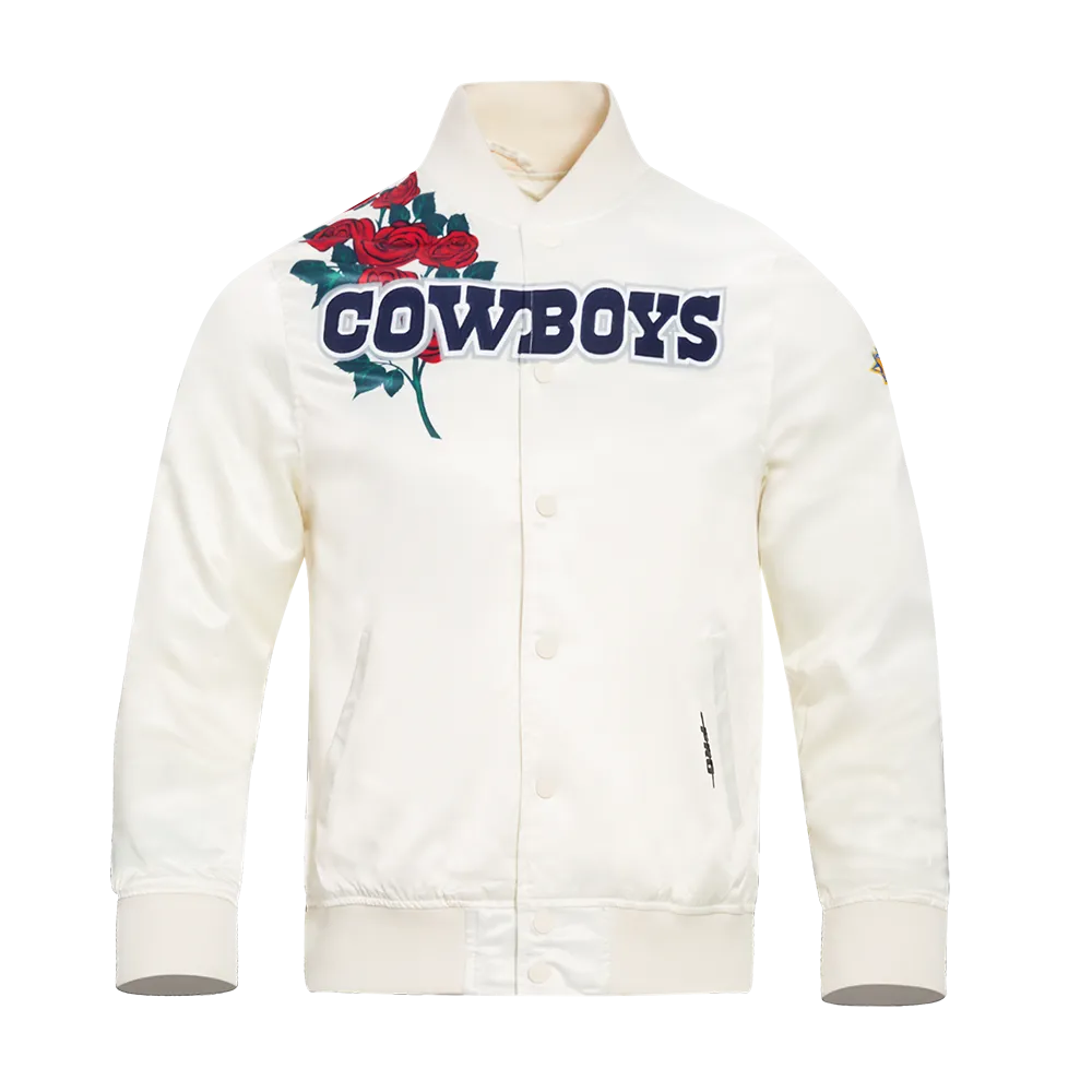 NFL DALLAS COWBOYS ROSES MEN'S SATIN JACKET (EGGSHELL / MULTI)