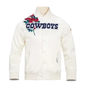 NFL DALLAS COWBOYS ROSES MEN'S SATIN JACKET (EGGSHELL / MULTI)