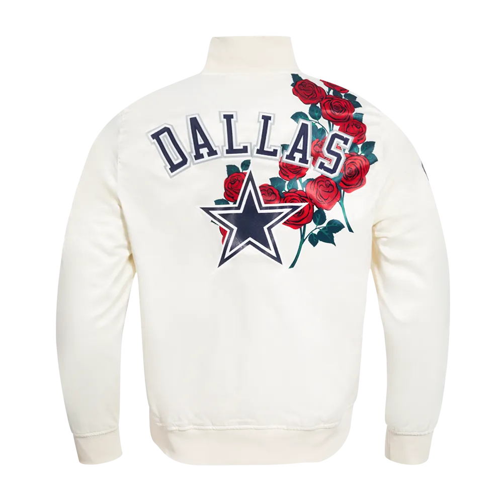 NFL DALLAS COWBOYS ROSES MEN'S SATIN JACKET (EGGSHELL / MULTI)