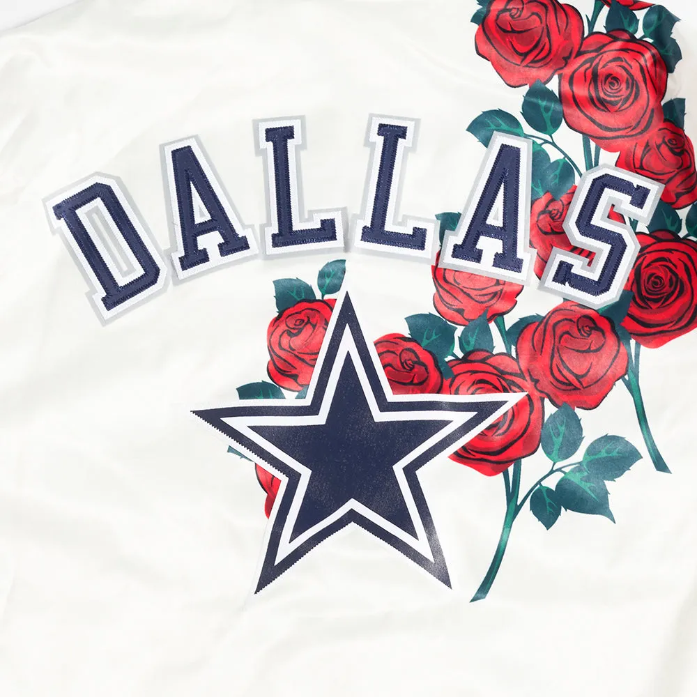 NFL DALLAS COWBOYS ROSES MEN'S SATIN JACKET (EGGSHELL / MULTI)