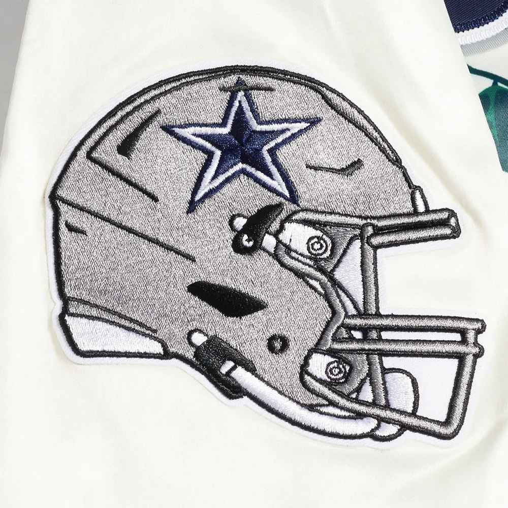 NFL DALLAS COWBOYS ROSES MEN'S SATIN JACKET (EGGSHELL / MULTI)