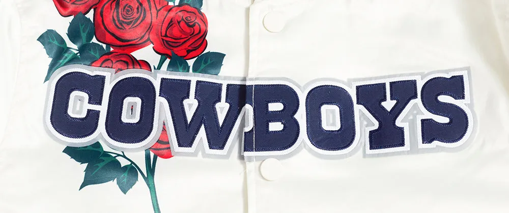 NFL DALLAS COWBOYS ROSES MEN'S SATIN JACKET (EGGSHELL / MULTI)