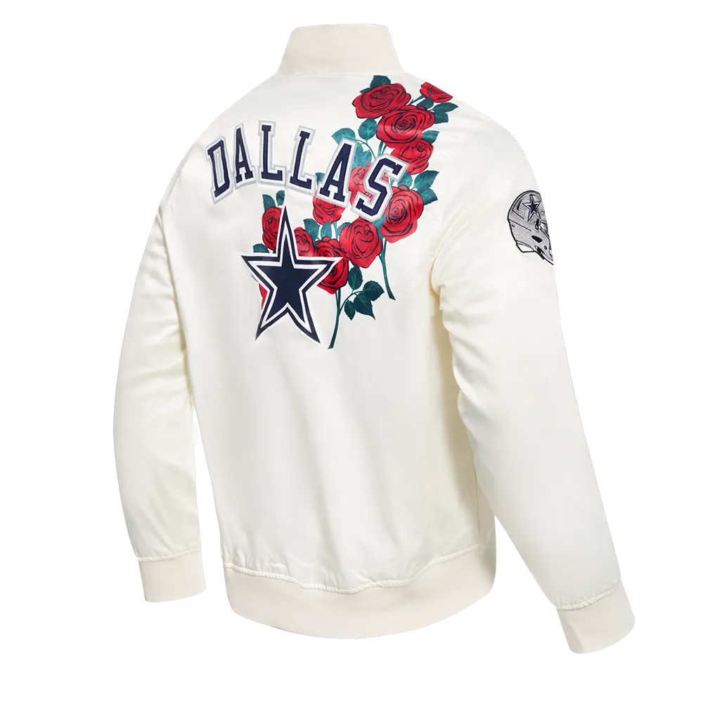 NFL DALLAS COWBOYS ROSES MEN'S SATIN JACKET (EGGSHELL / MULTI)