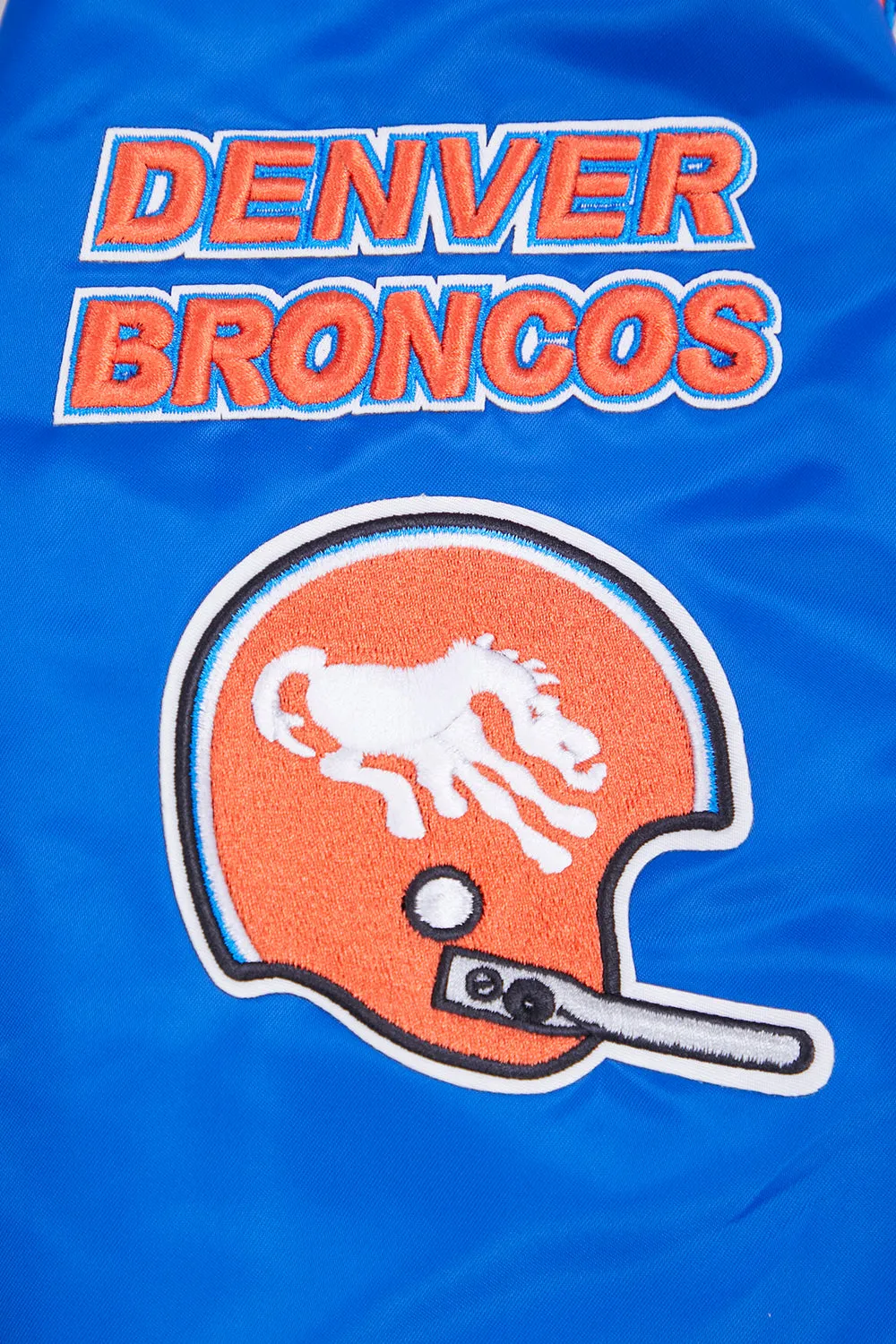NFL DENVER BRONCOS RETRO CLASSIC MEN'S RIB SATIN JACKET (ROYAL BLUE/ORANGE)
