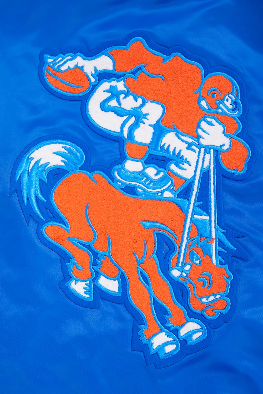 NFL DENVER BRONCOS RETRO CLASSIC MEN'S RIB SATIN JACKET (ROYAL BLUE/ORANGE)