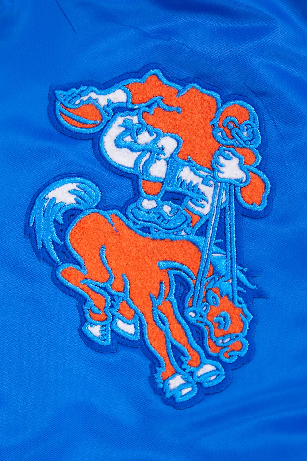 NFL DENVER BRONCOS RETRO CLASSIC MEN'S RIB SATIN JACKET (ROYAL BLUE/ORANGE)