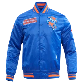 NFL DENVER BRONCOS RETRO CLASSIC MEN'S RIB SATIN JACKET (ROYAL BLUE/ORANGE)