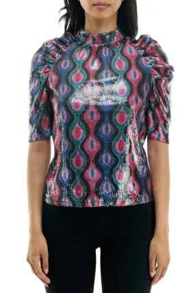 Nicole Miller All Over Sequin Top