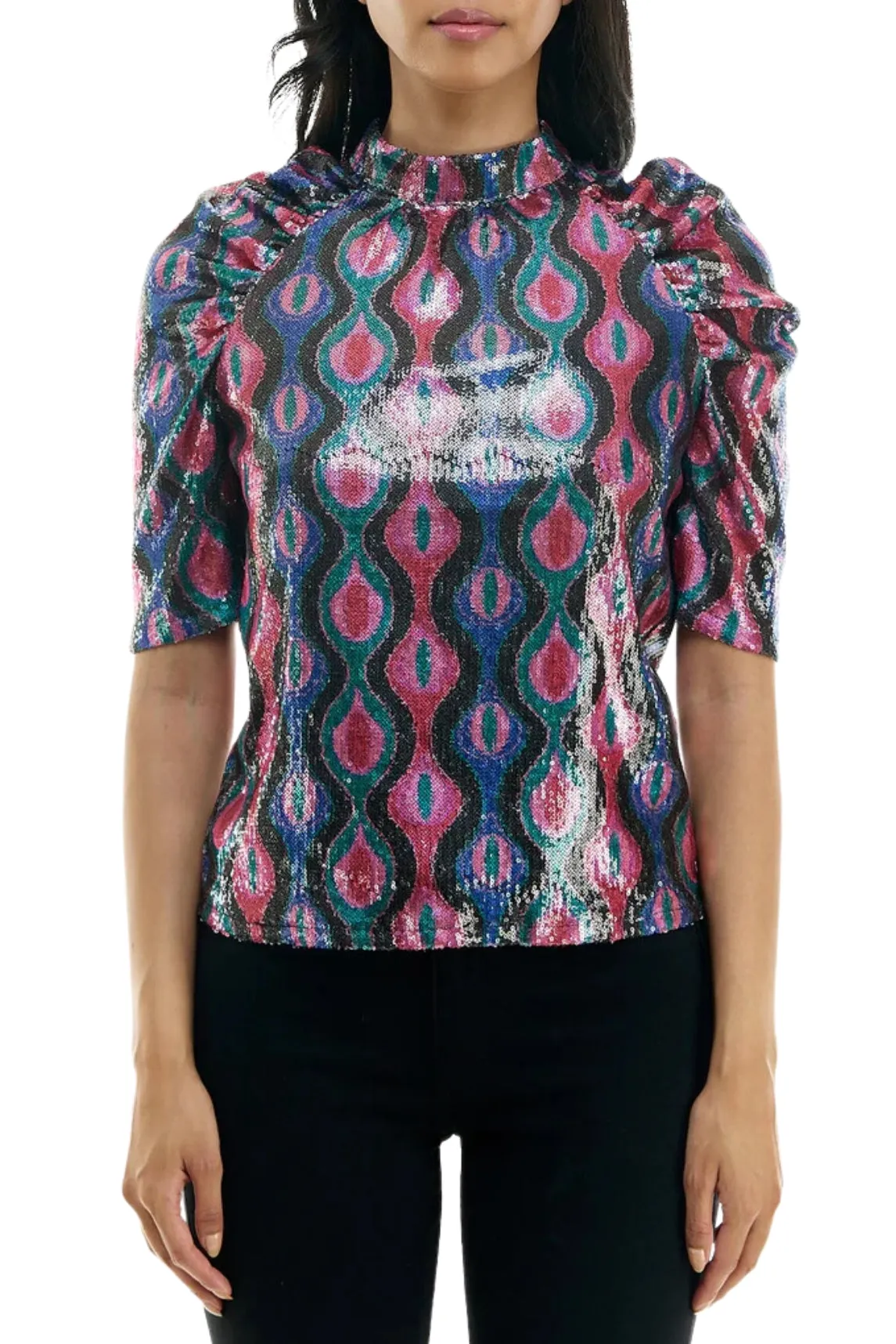 Nicole Miller All Over Sequin Top