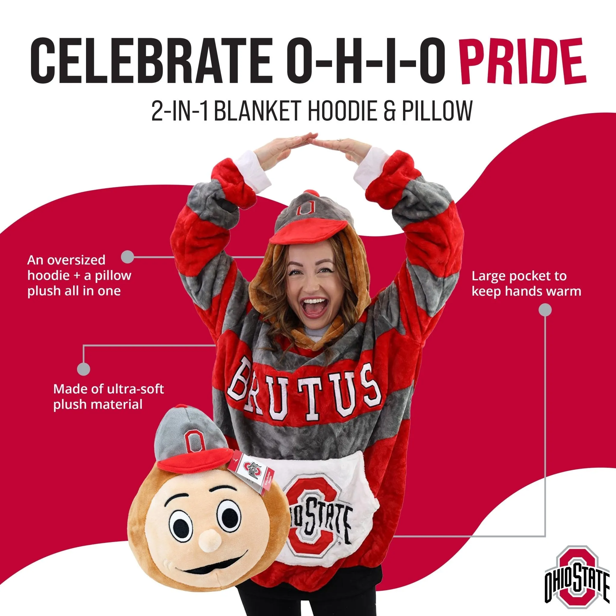 Ohio State University Snugible | Blanket Hoodie & Pillow