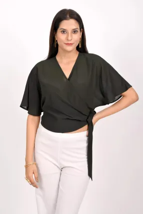 Olive Green Wrap Top