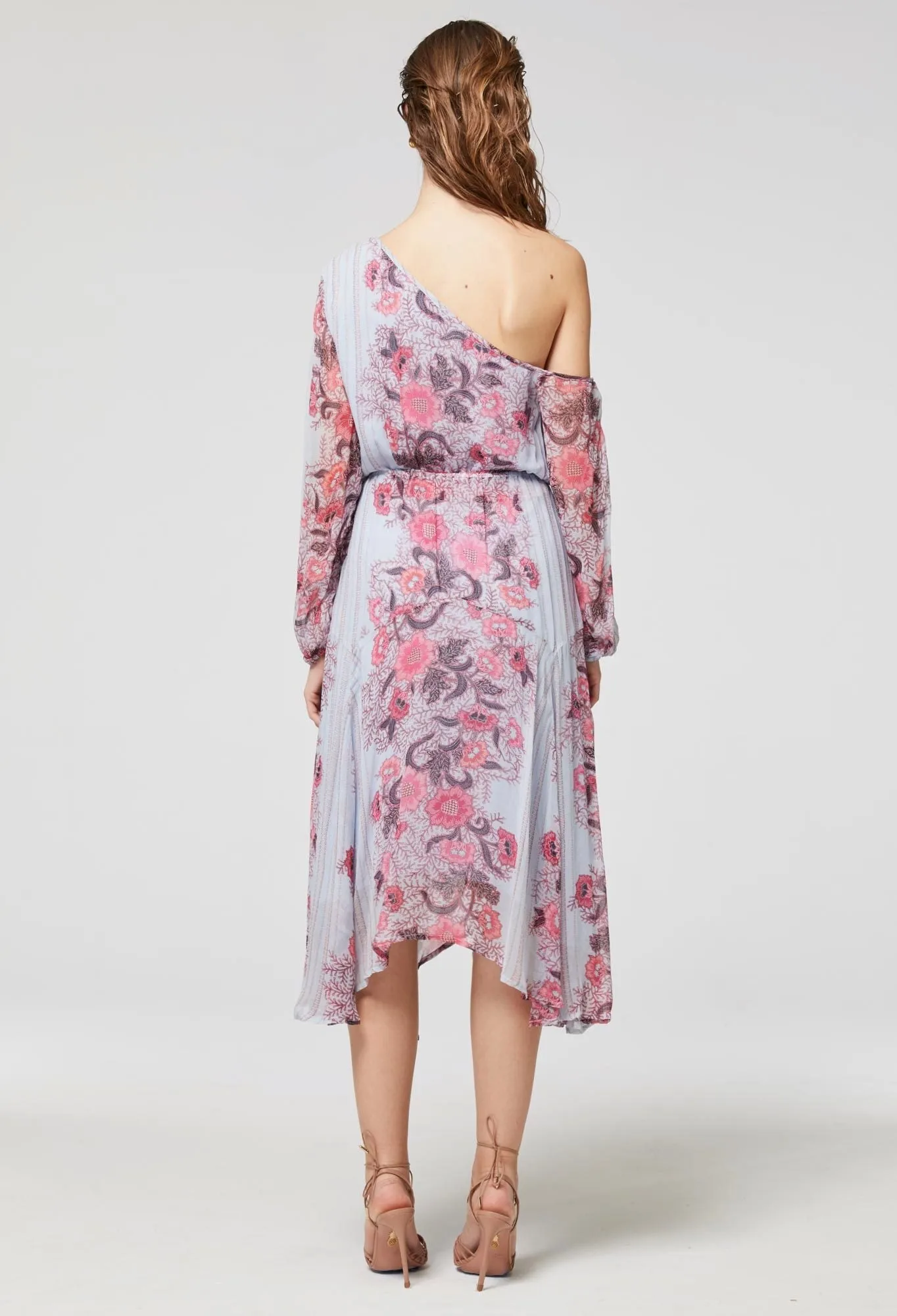 ONCE WAS ISABELLA VISCOSE CHIFFON ASYMMETRICAL SHOULDER DRESS