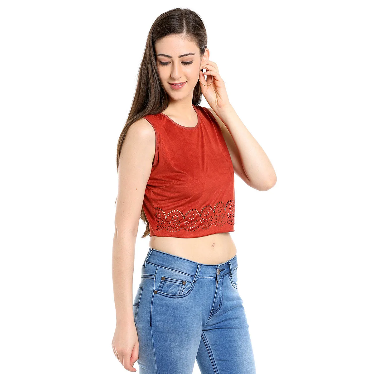 Orange Solid Crop Top