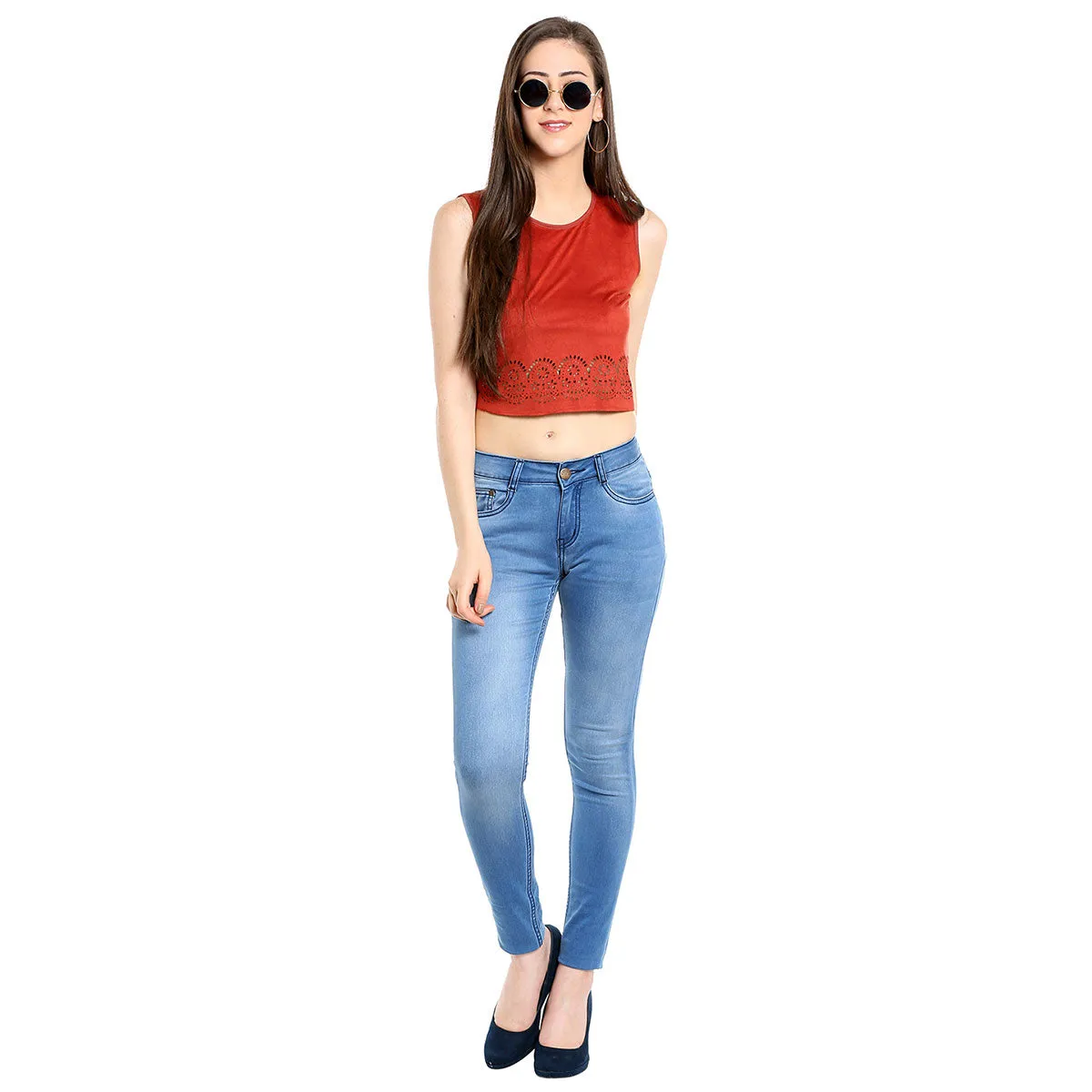 Orange Solid Crop Top