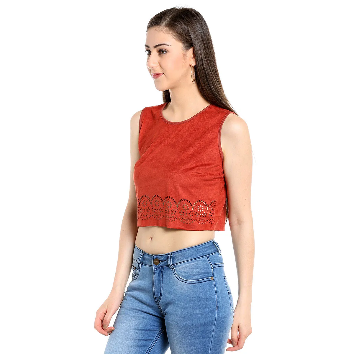 Orange Solid Crop Top