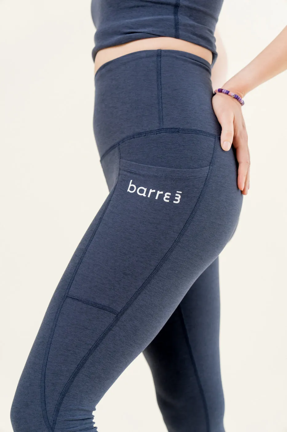 Out Of Pocket High Waisted Midi Legging - Indigo Ink Heather