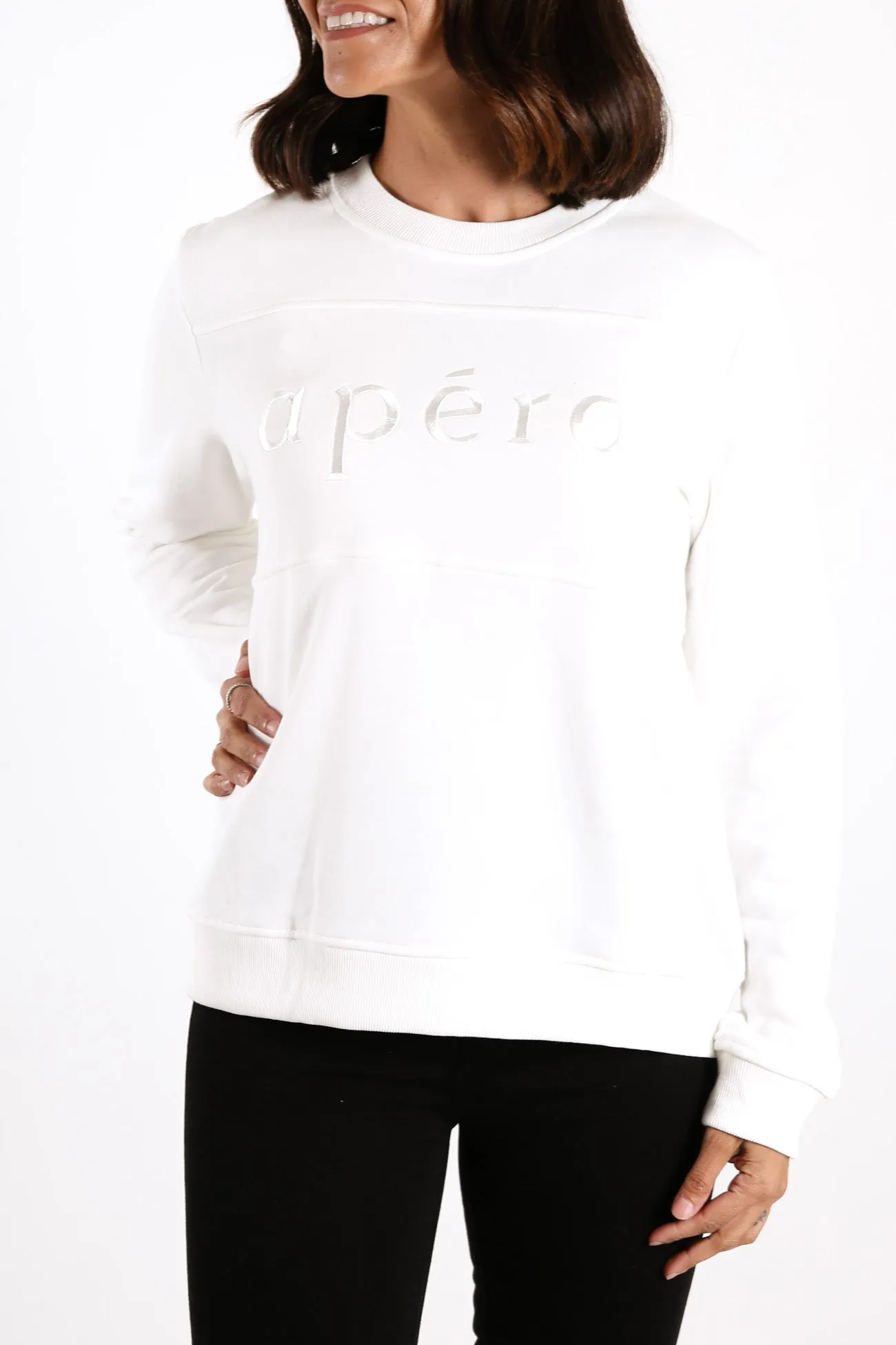 Panel Embroidered Jumper Off White