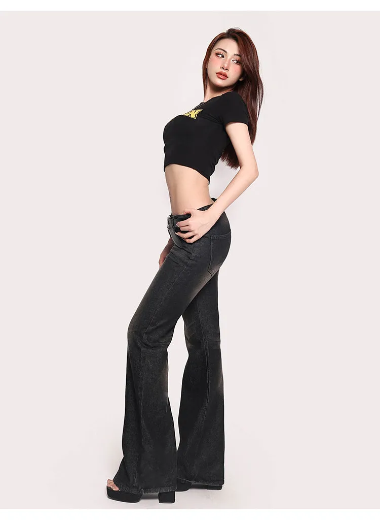 PASSION Graphic Letter Print Solid Color Short Sleeve Cropped Top