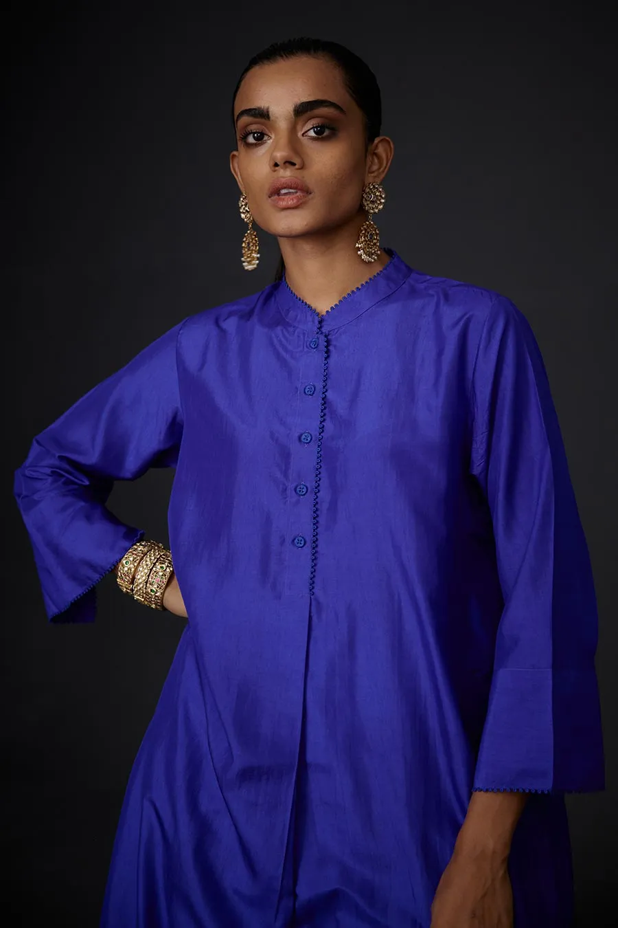 Persian Blue Tunic & Embroidered Pant Set
