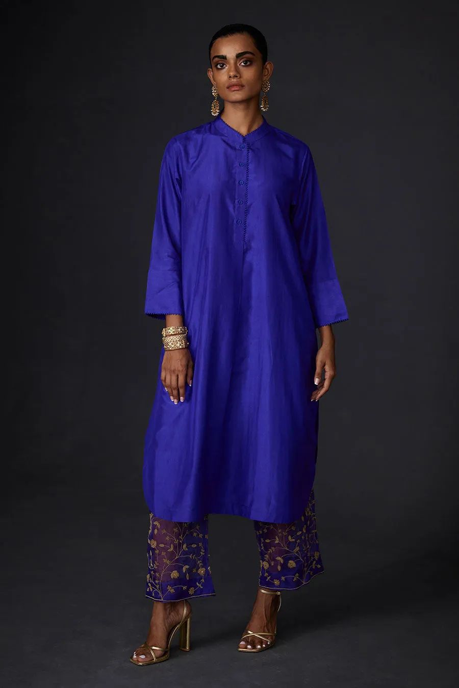 Persian Blue Tunic & Embroidered Pant Set