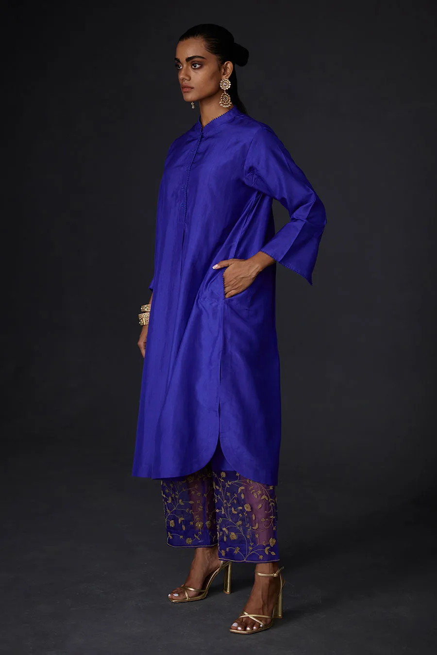Persian Blue Tunic & Embroidered Pant Set