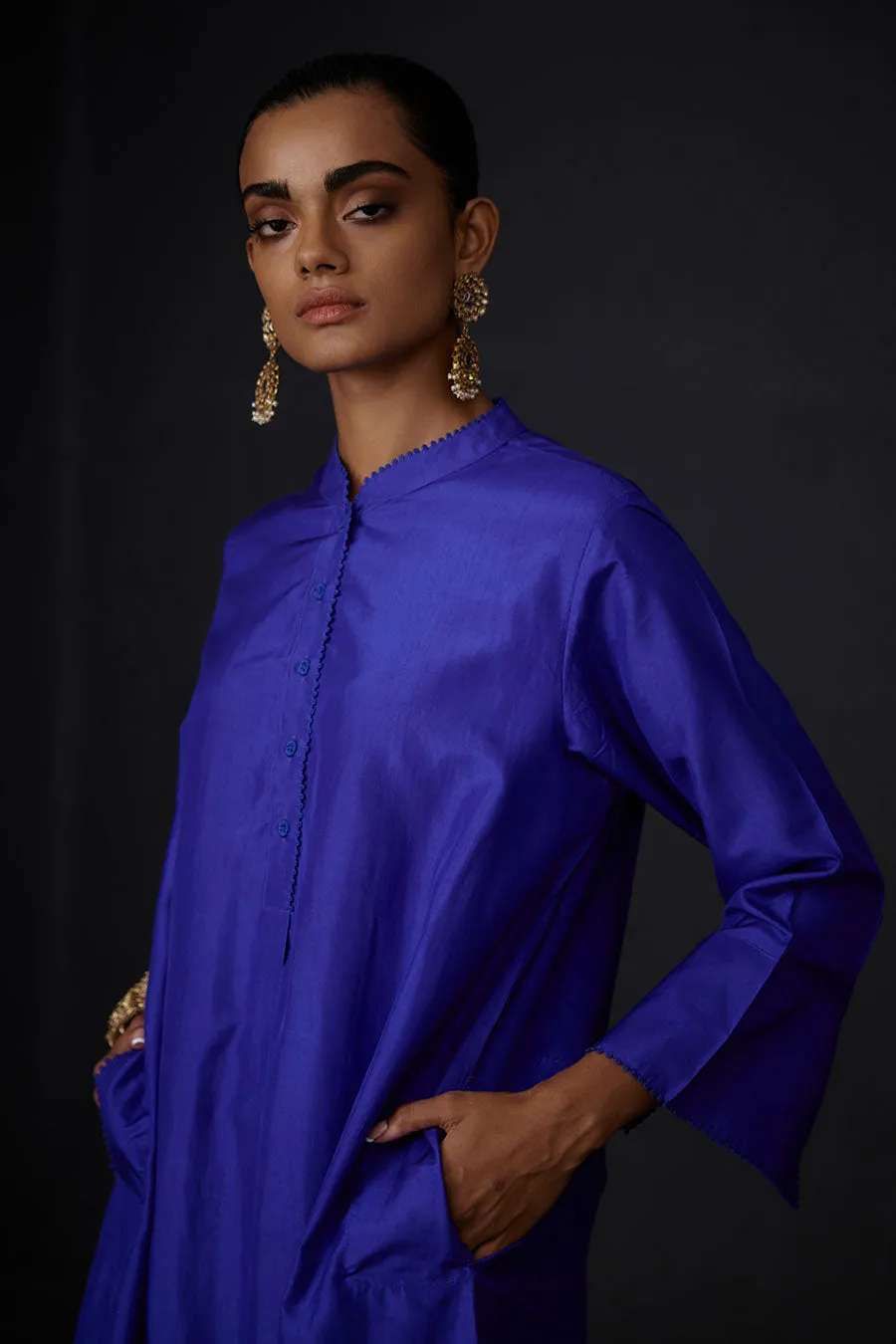 Persian Blue Tunic & Embroidered Pant Set