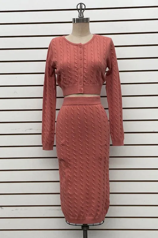 Pink Sweater Skirt Set
