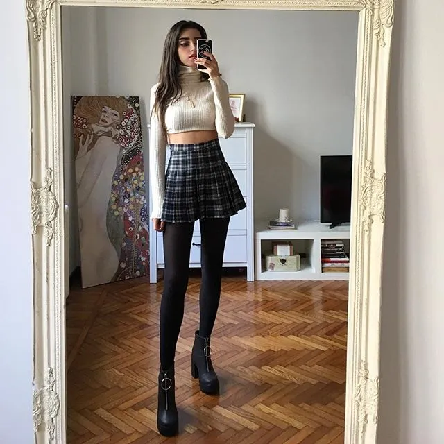Pleated high waist skirt KF24059