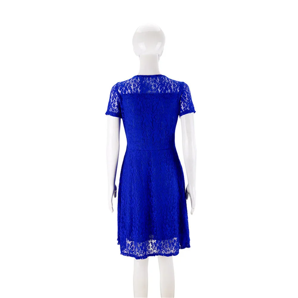 Plus Size Elegant Sweet Hallow Out Lace Sexy Party Princess Dress