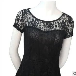 Plus Size Elegant Sweet Hallow Out Lace Sexy Party Princess Dress