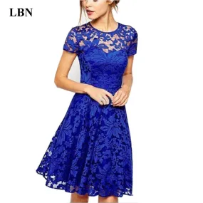 Plus Size Elegant Sweet Hallow Out Lace Sexy Party Princess Dress