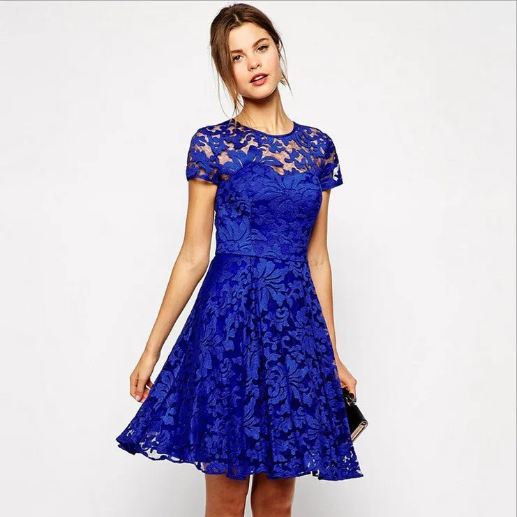Plus Size Elegant Sweet Hallow Out Lace Sexy Party Princess Dress